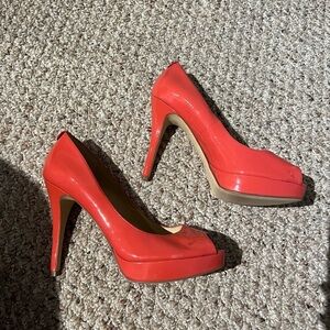 Michael Kors Open Toe coral color Platform heels